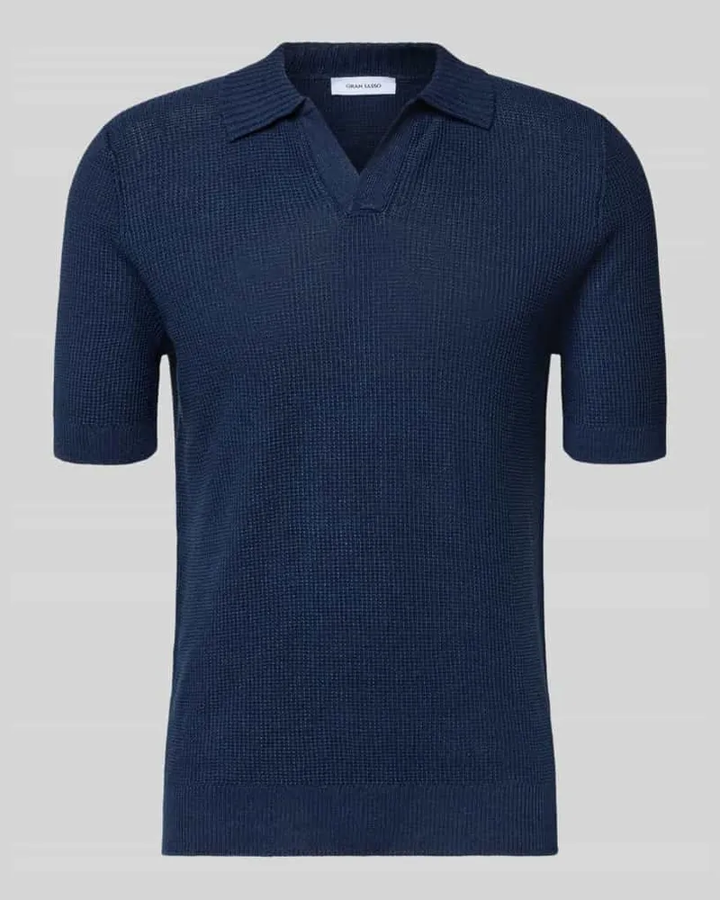 Gran Sasso Slim Fit Poloshirt mit V-Ausschnitt Marine