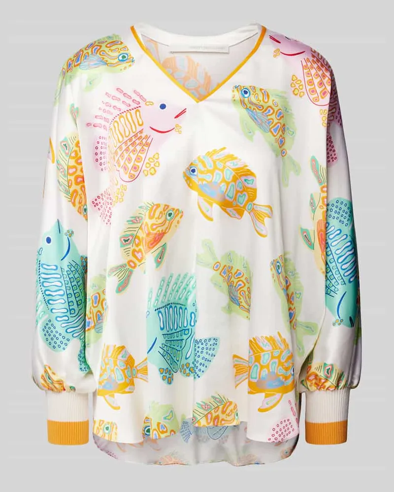 Herzen's Angelegenheit Blusenshirt aus Seiden-Elasthan-Mix Offwhite