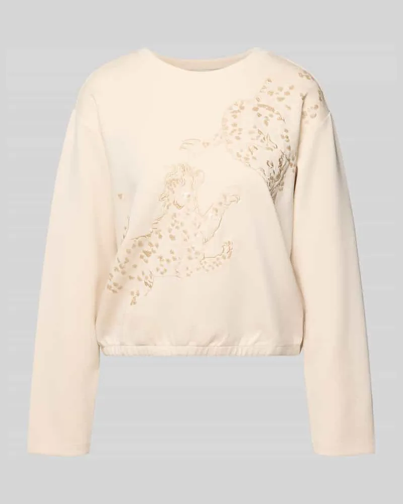 Milano Italy Sweatshirt mit Stitchings und Pailletten Offwhite