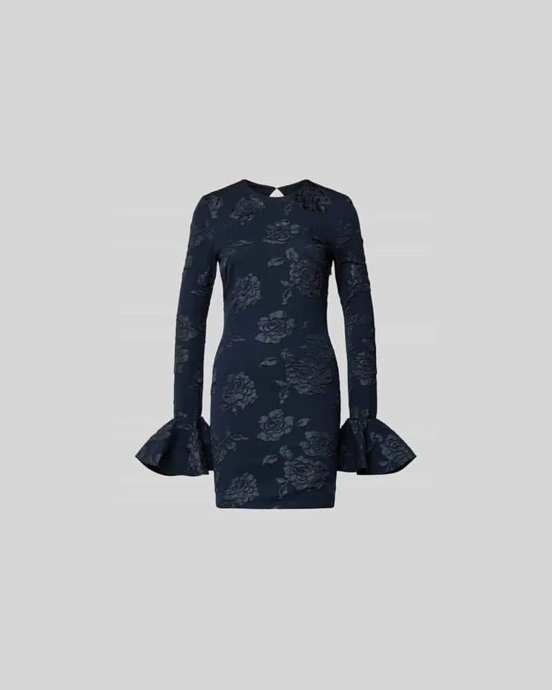 ROTATE Birger Christensen Slim Fit Minikleid mit Rüschenbesatz Dunkelblau