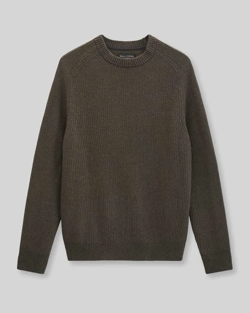 Marc O'Polo Regular Fit Pullover aus Schurwoll-Mix Dunkelbraun
