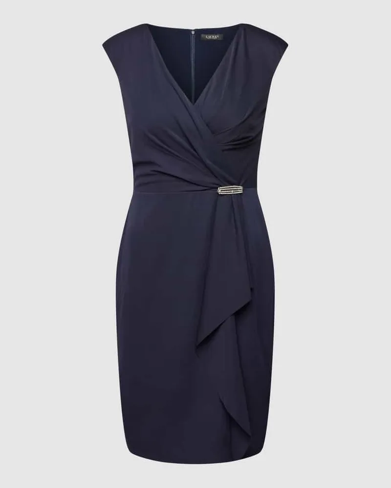 Ralph Lauren Knielanges Kleid mit V-Ausschnitt Modell 'RYLAN Marine