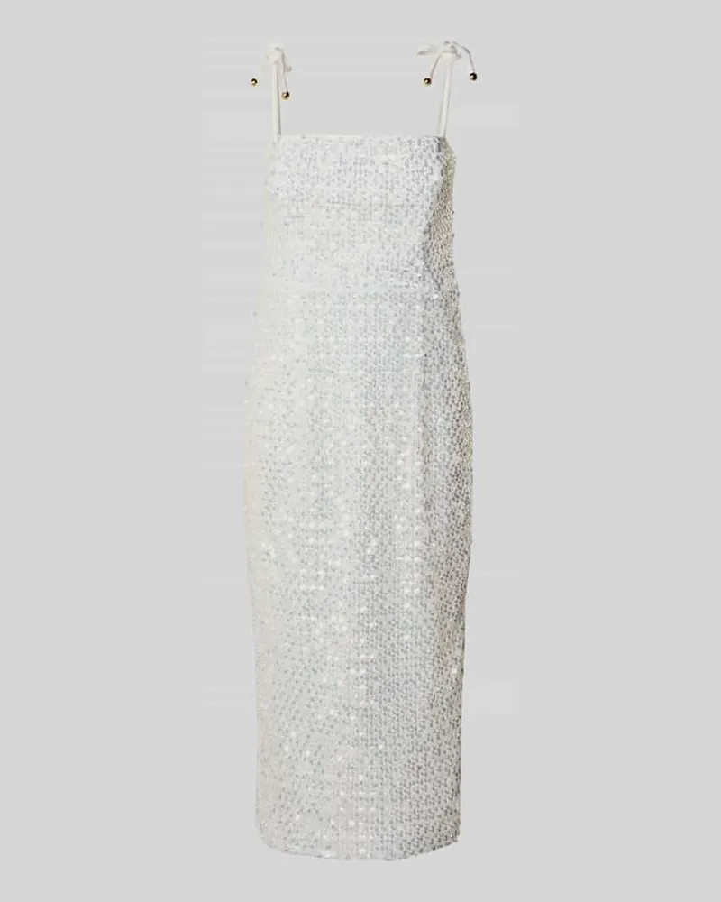 Marc Cain Knielanges Kleid mit Pailletten und Schnürung Offwhite