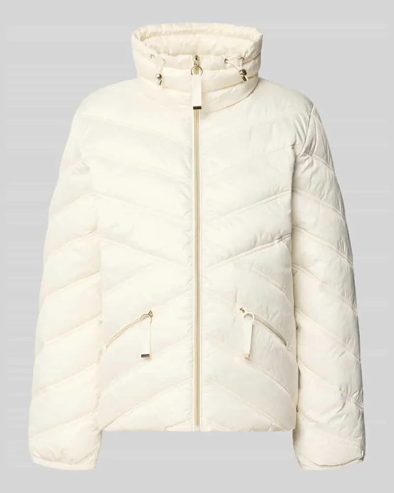 Christian Berg Steppjacke mit Stehkragen und Reißverschlusstaschen Offwhite