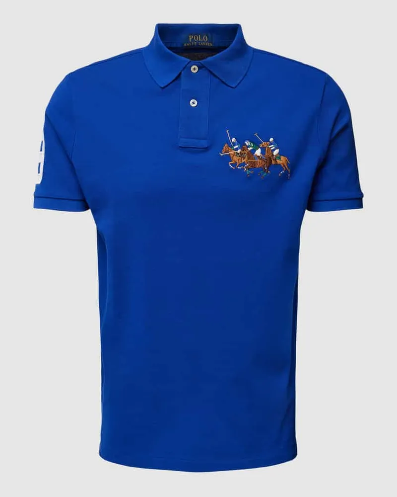 Ralph Lauren Custom Slim Fit Poloshirt mit Motiv-Stitching Blau