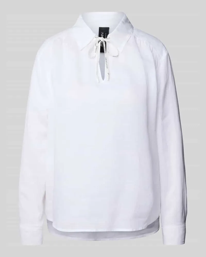 Marc Cain Regular Fit Bluse aus Ramie mit Umlegekragen Weiss