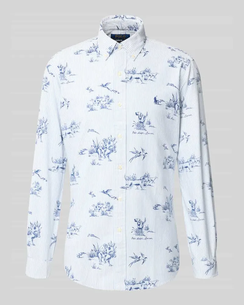 Ralph Lauren Custom Fit Freizeithemd aus reiner Baumwolle Hellblau