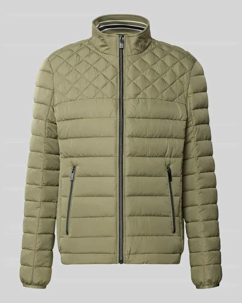 Christian Berg Steppjacke mit Stehkragen und Reißverschlusstaschen Schilf