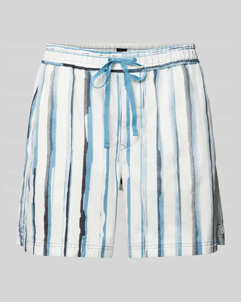 HUGO BOSS Regular Fit Shorts mit Streifenmuster Modell 'Sandrew Weiss