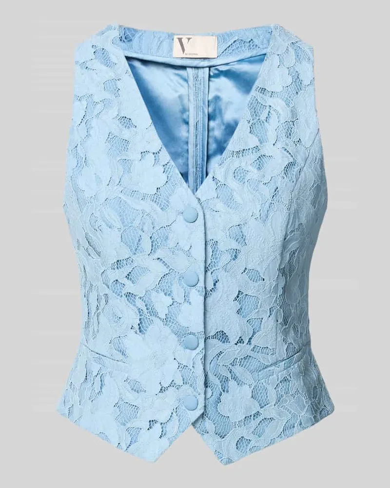 Vera Mont Regular Fit Weste mit Allover-Spitzenbesatz Hellblau
