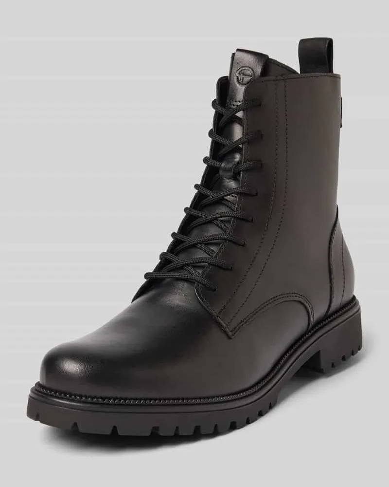 Tamaris Schnürstiefel aus echtem Leder Black