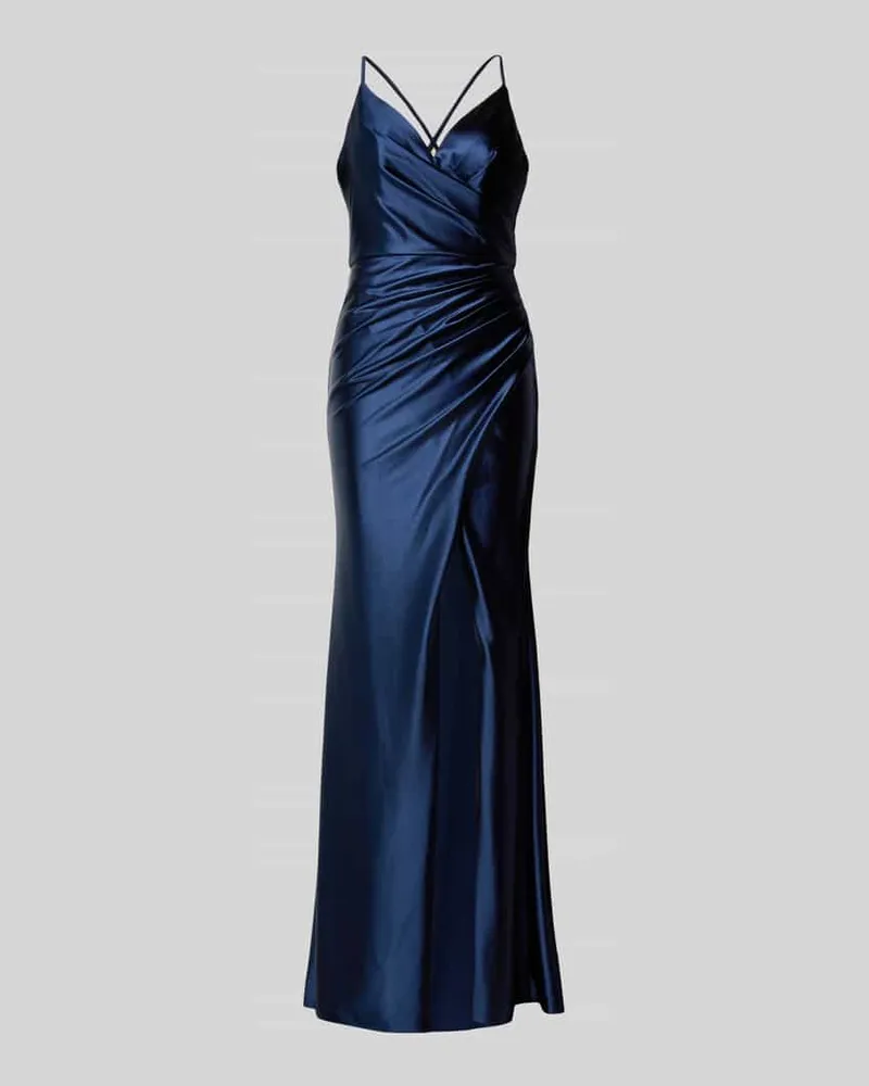 LUXUAR Abendkleid mit seitlicher Raffung Dunkelblau