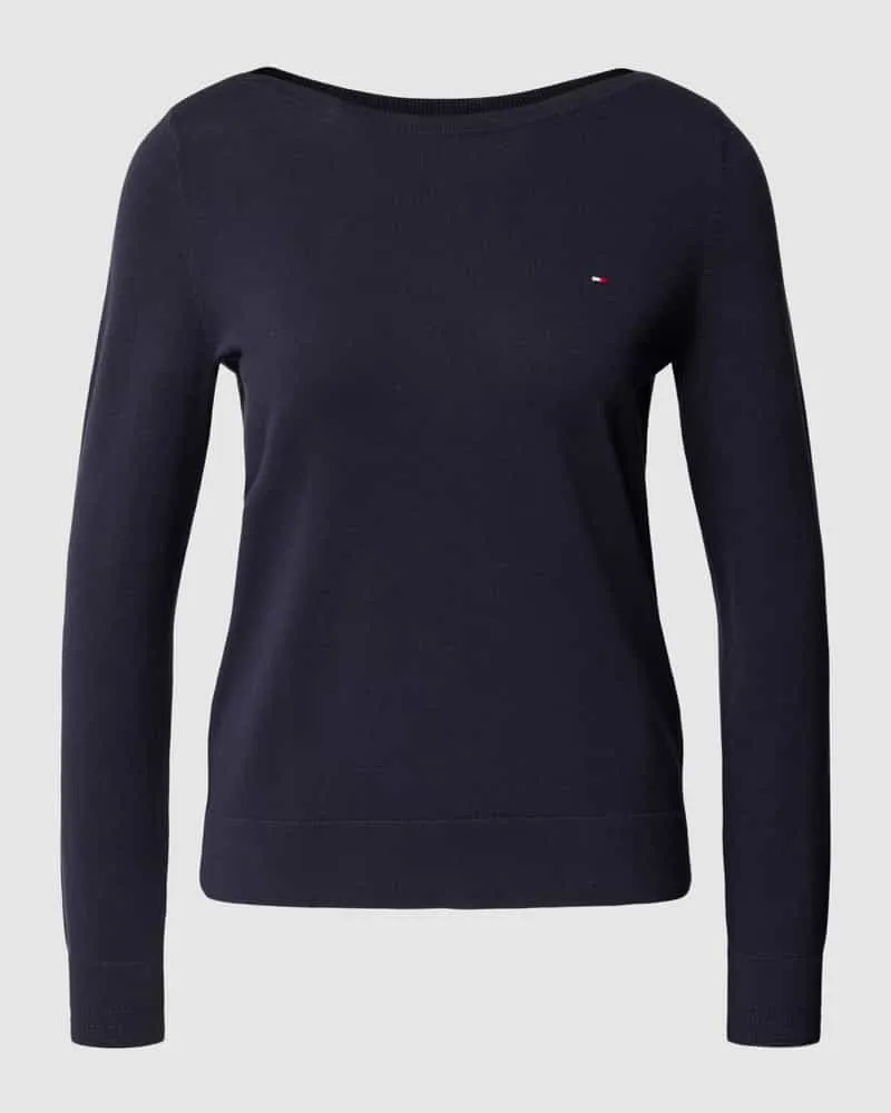 Tommy Hilfiger Strickpullover mit Label-Stitching Dunkelblau
