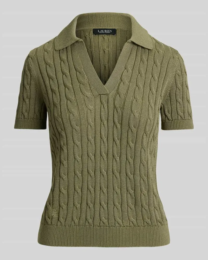 Ralph Lauren Regular Fit Poloshirt aus gewebtem Baumwoll-Mix Khaki