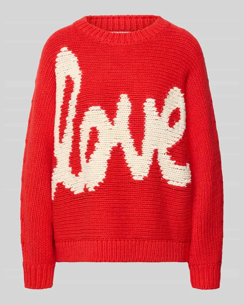 COMMA Strickpullover mit Rundhalsausschnitt Rot