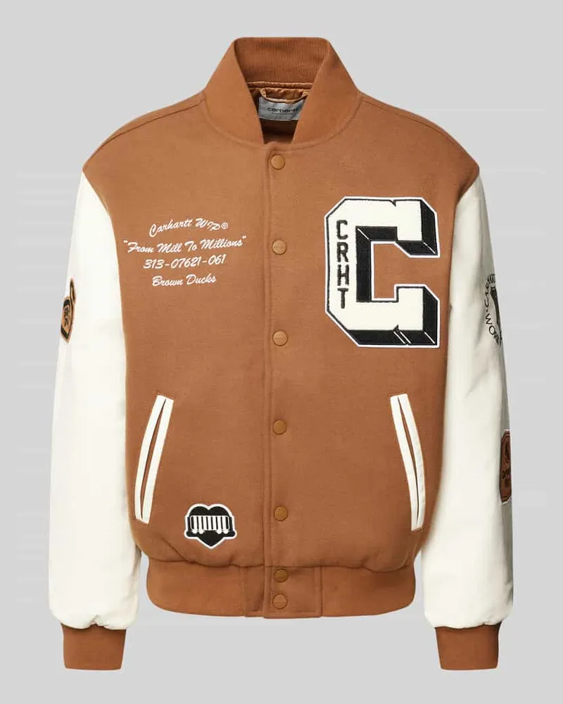 Carhartt WIP Collegejacke mit Label-Patches Mittelbraun