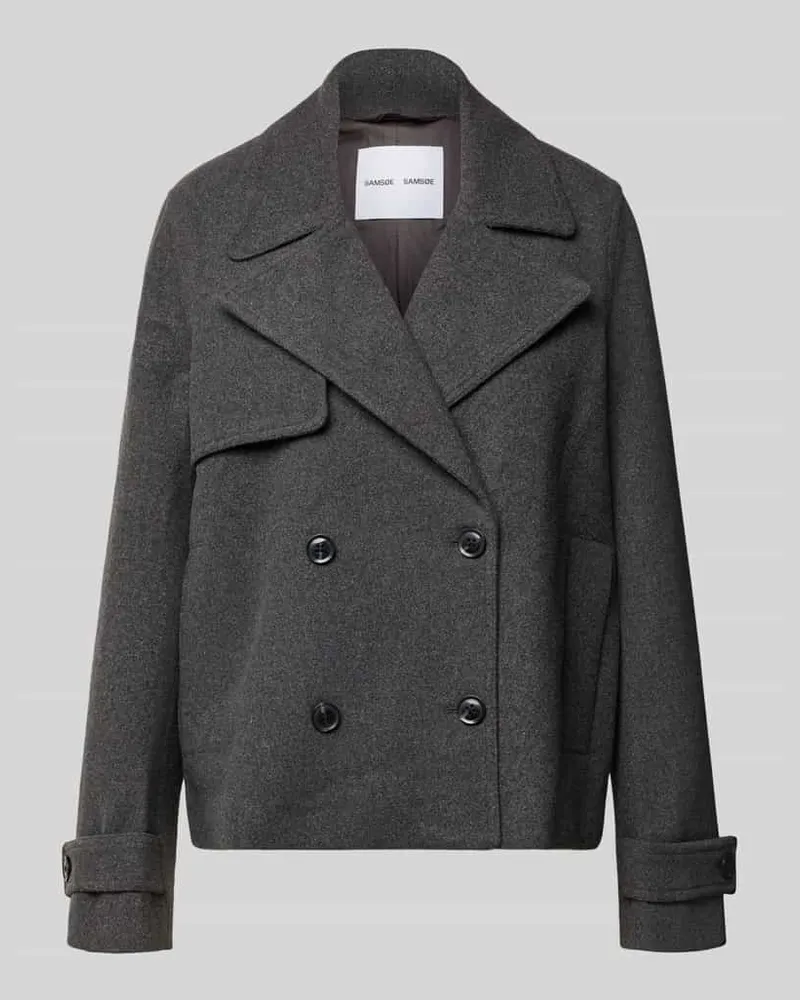 Samsøe & Samsøe Jacke aus Woll-Mix mit Reverskragen Modell 'MARTA Dunkelgrau