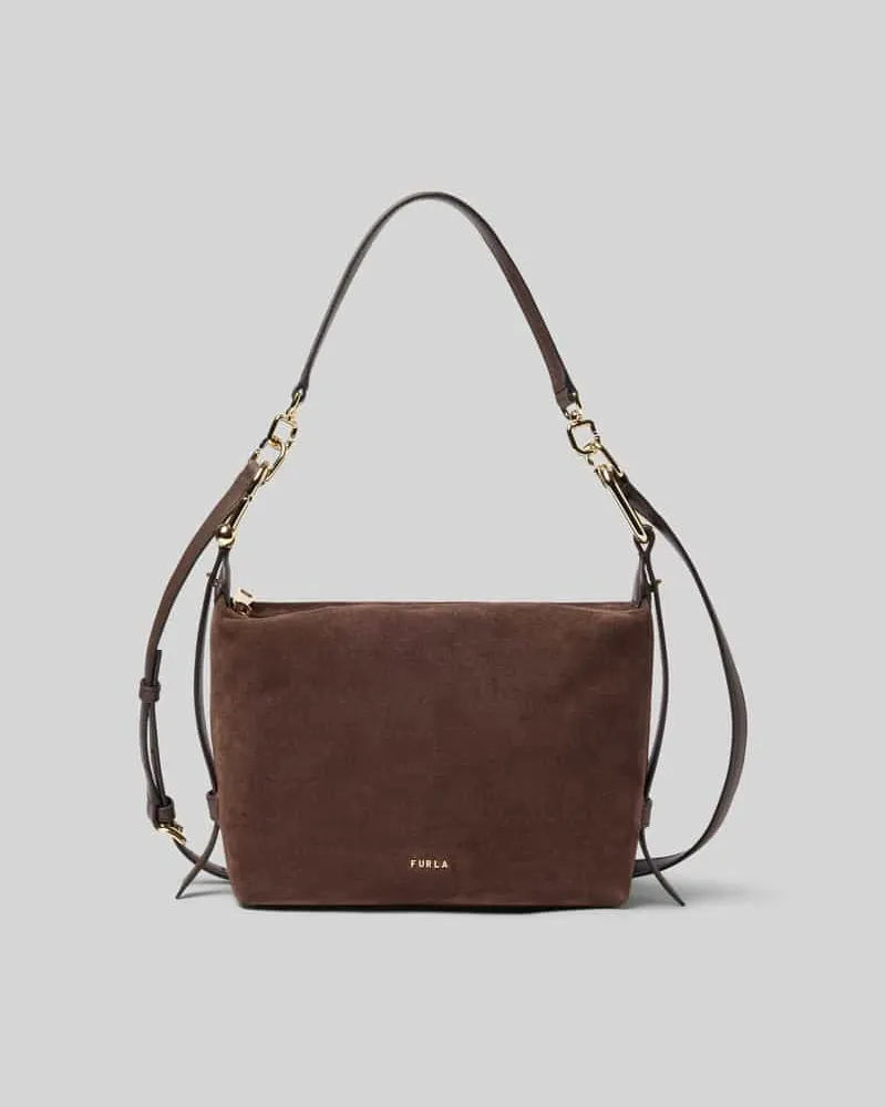 Furla Hobo Bag mit Reißverschluss Modell 'TONIE Dunkelbraun