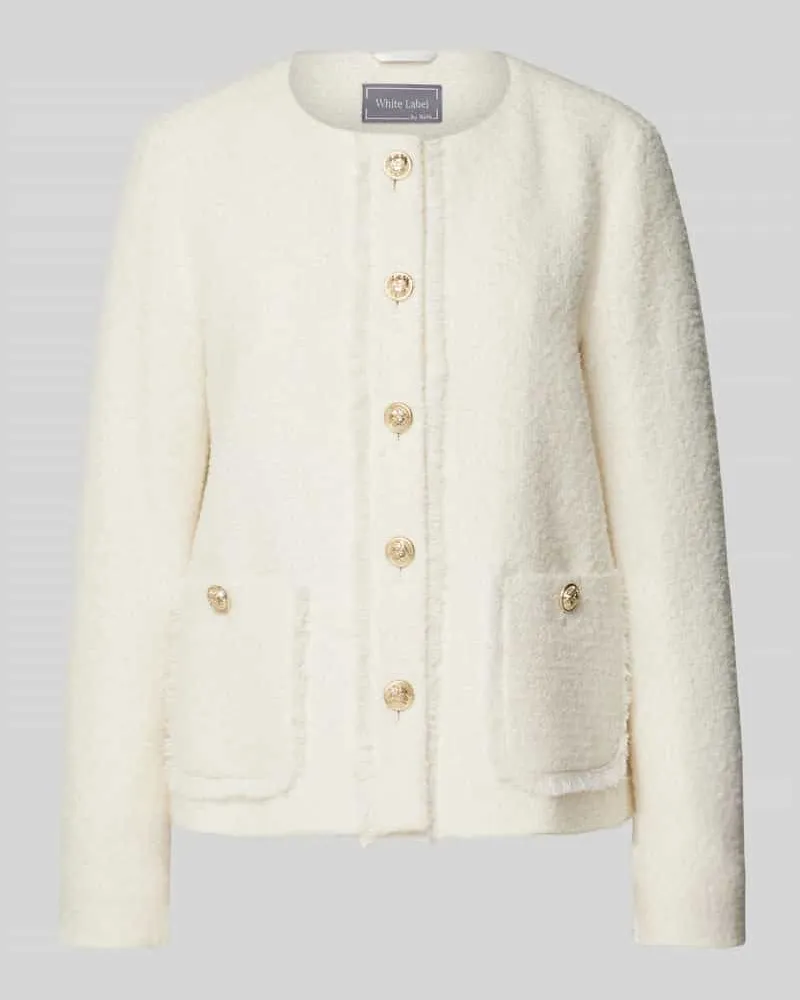 White Label Blazer mit Rundhalsausschnitt Ecru
