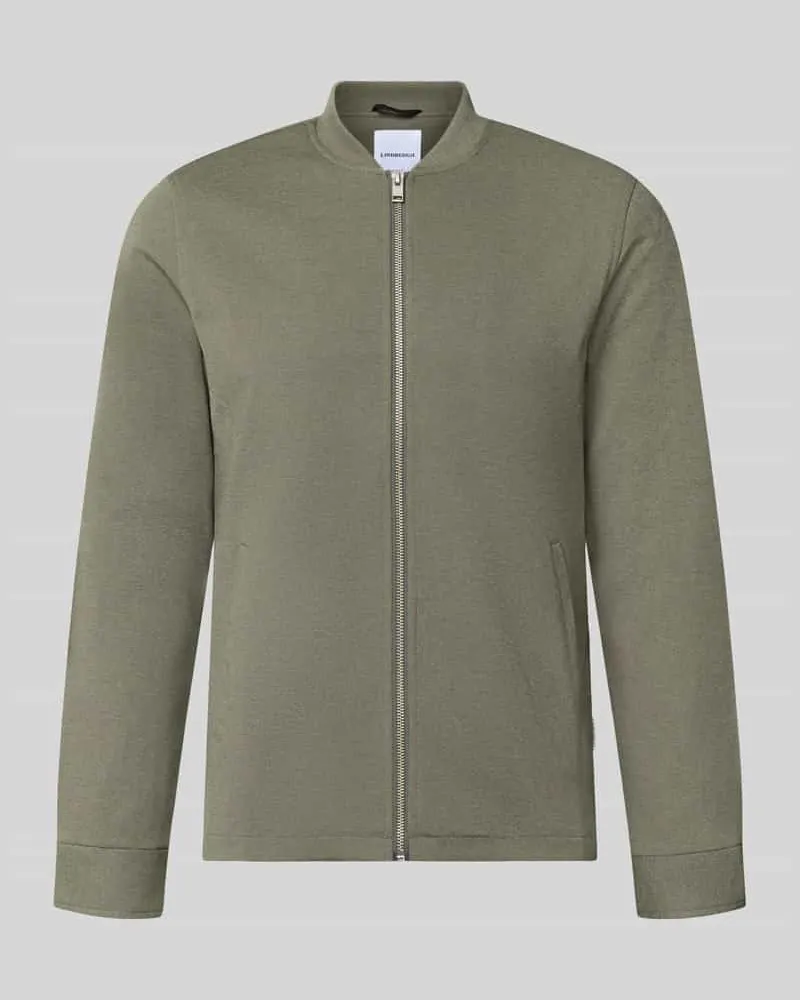 Lindbergh Slim Fit Sweatjacke mit Stehkragen Oliv