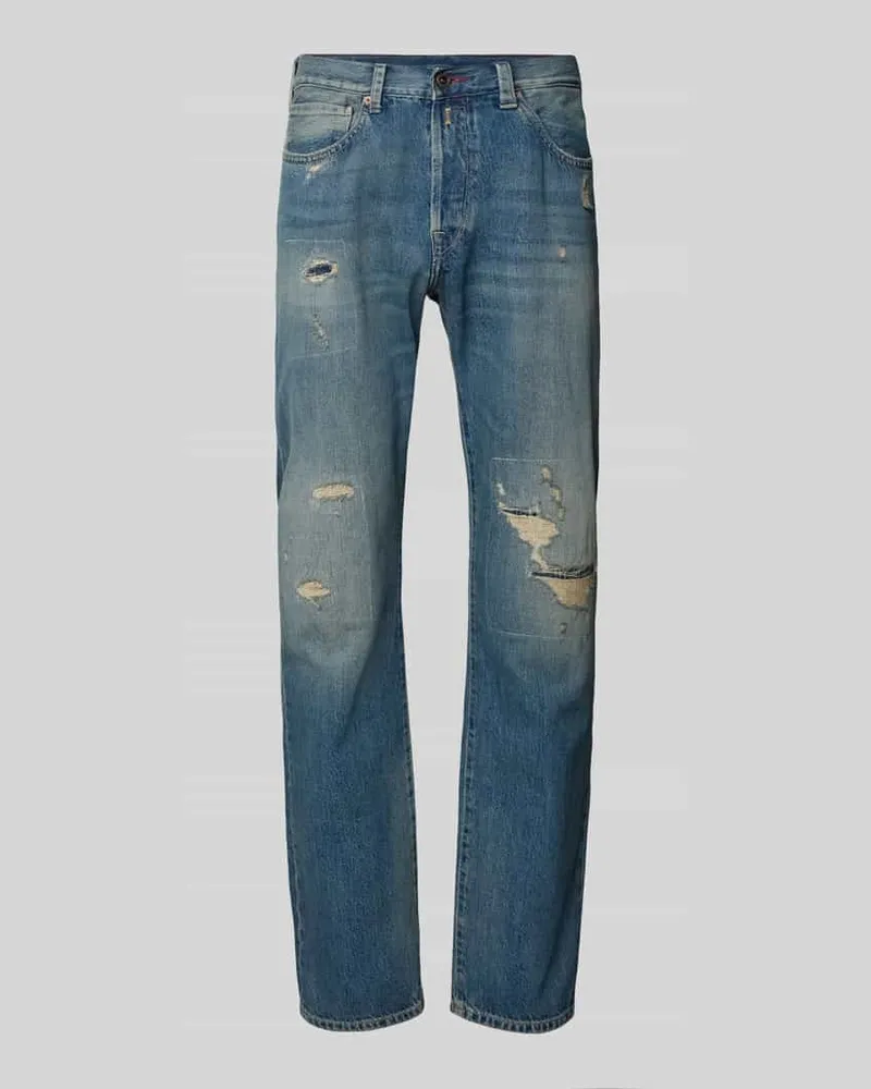 Replay Straight Fit Jeans im Destroyed-Look Modell 'DERRYCK Jeansblau