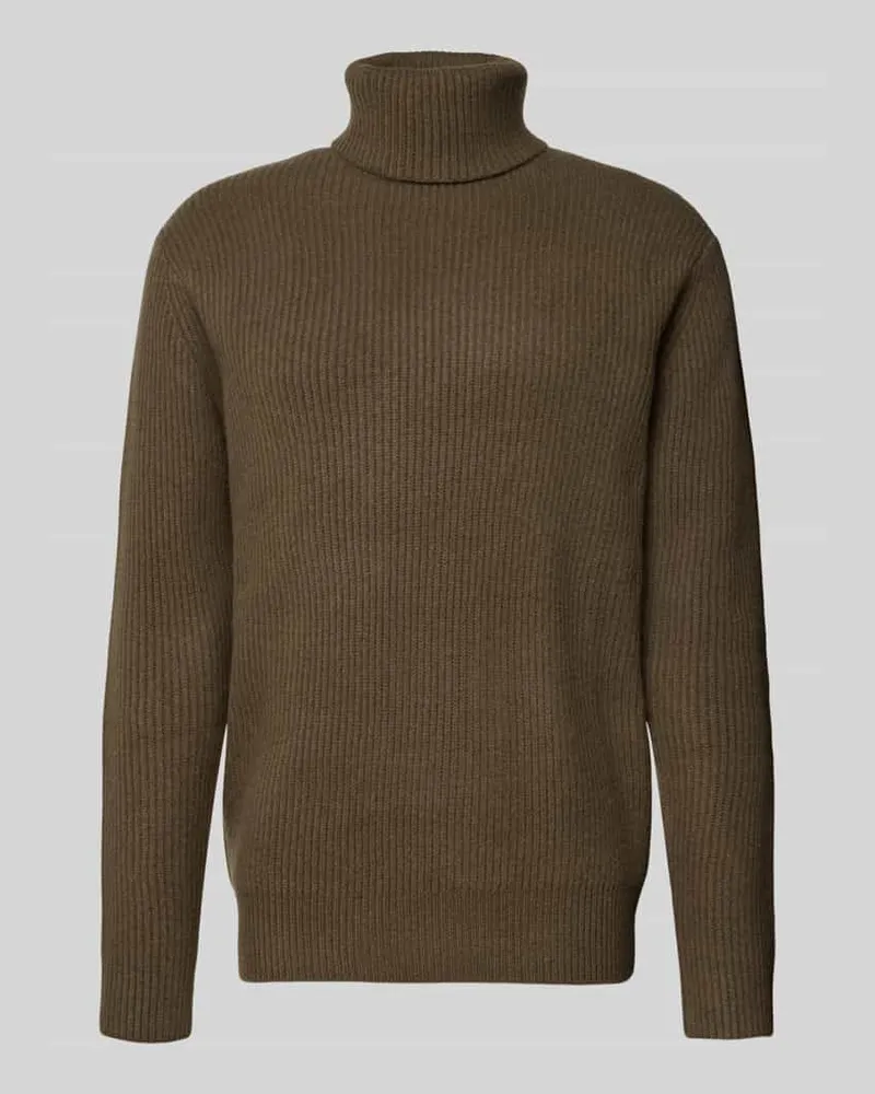 LES DEUX Slim Fit Pullover aus reiner wolle Modell 'Eddie Dunkelbraun