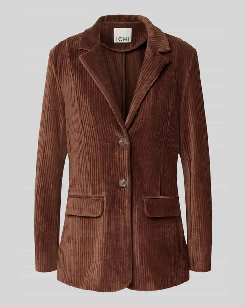 ICHI Slim Fit Blazer aus Cord Modell 'TAMARY Dunkelbraun