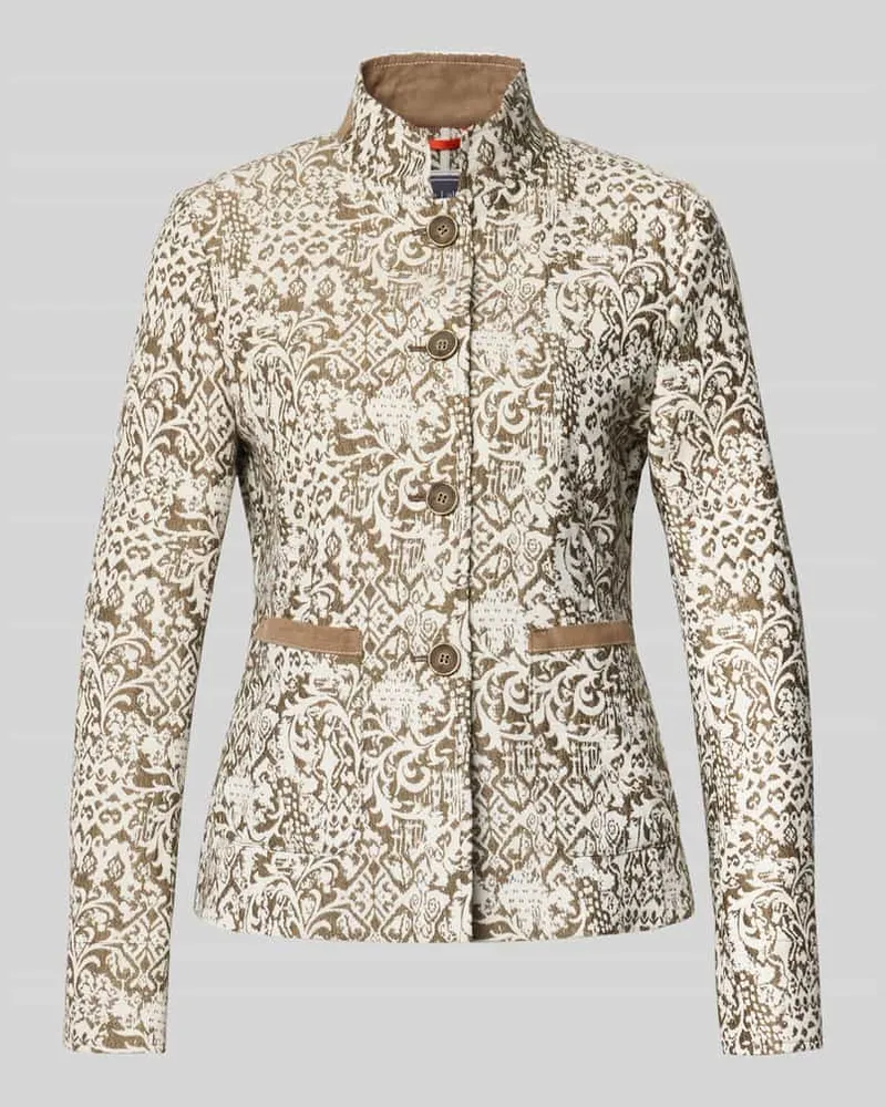 White Label Slim Fit Blazer im Allover-Look mit Stehkragen Beige