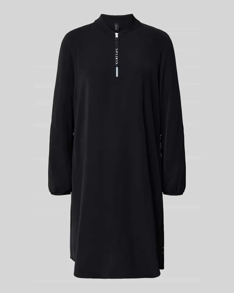 Marc Cain Knielanges Kleid mit geripptem Stehkragen Black