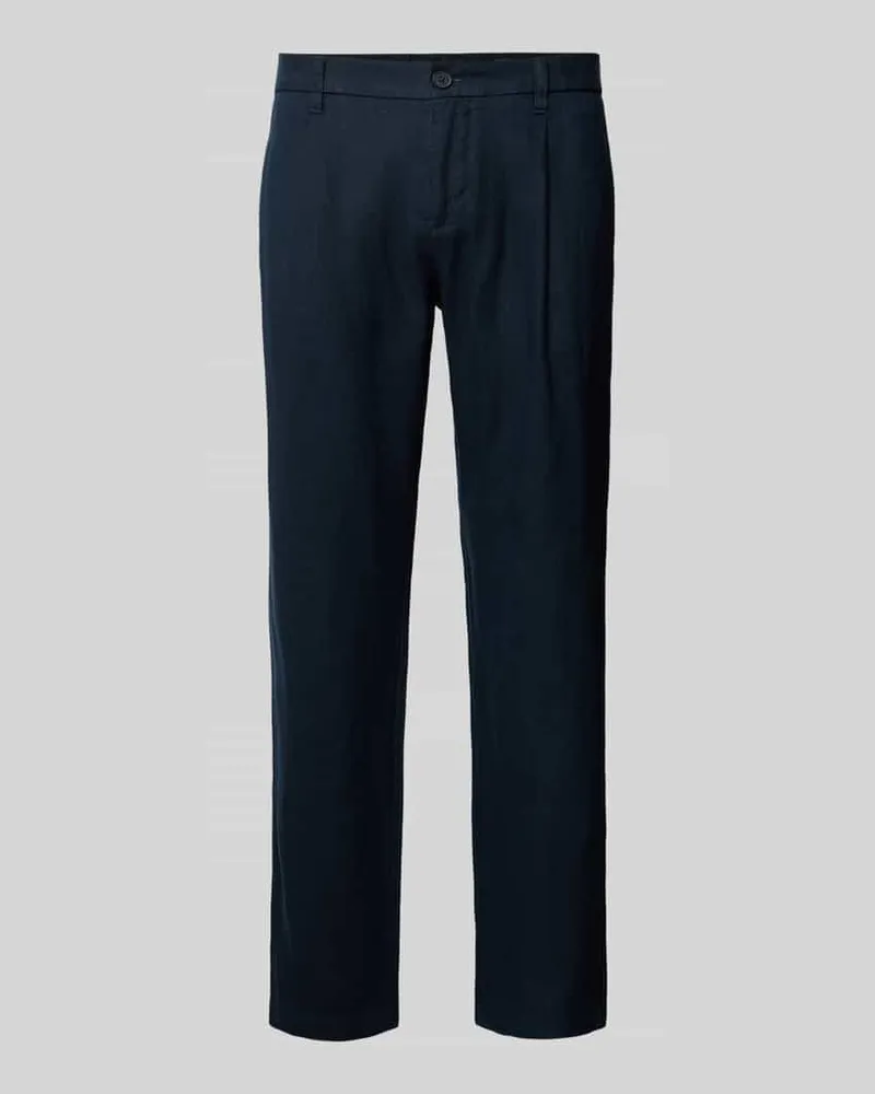 Marc O'Polo Tapered Leinenhose mit Bundfalte Modell 'OSBY JOGGER Dunkelblau