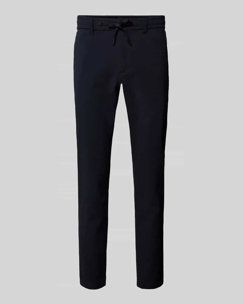 HUGO BOSS Tapered Fit Chino mit Strukturmuster Dunkelblau
