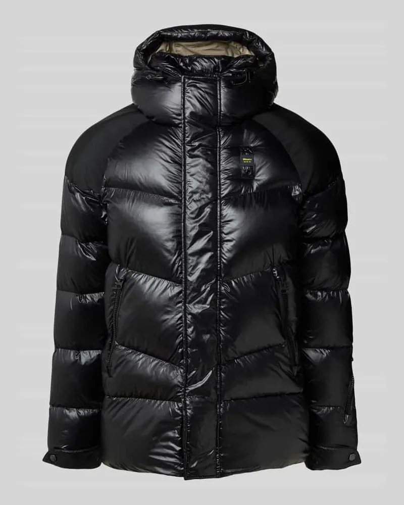 Blauer Steppjacke mit Label-Patch Modell 'CROWN Black