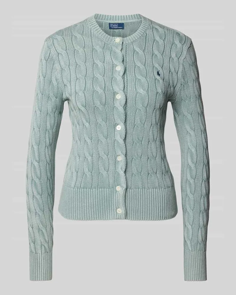 Ralph Lauren Cardigan mit Zopfmuster Hellblau
