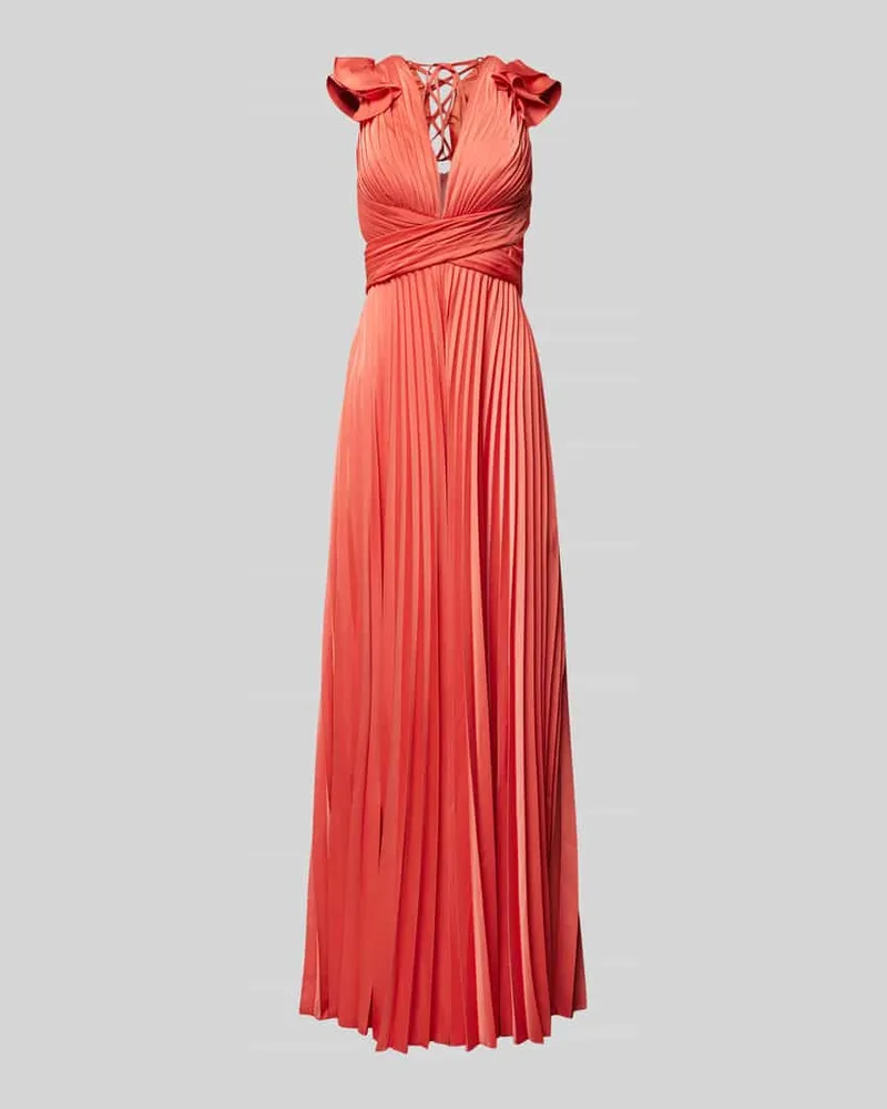 Unique Jumpsuit mit Plisseefalten Apricot