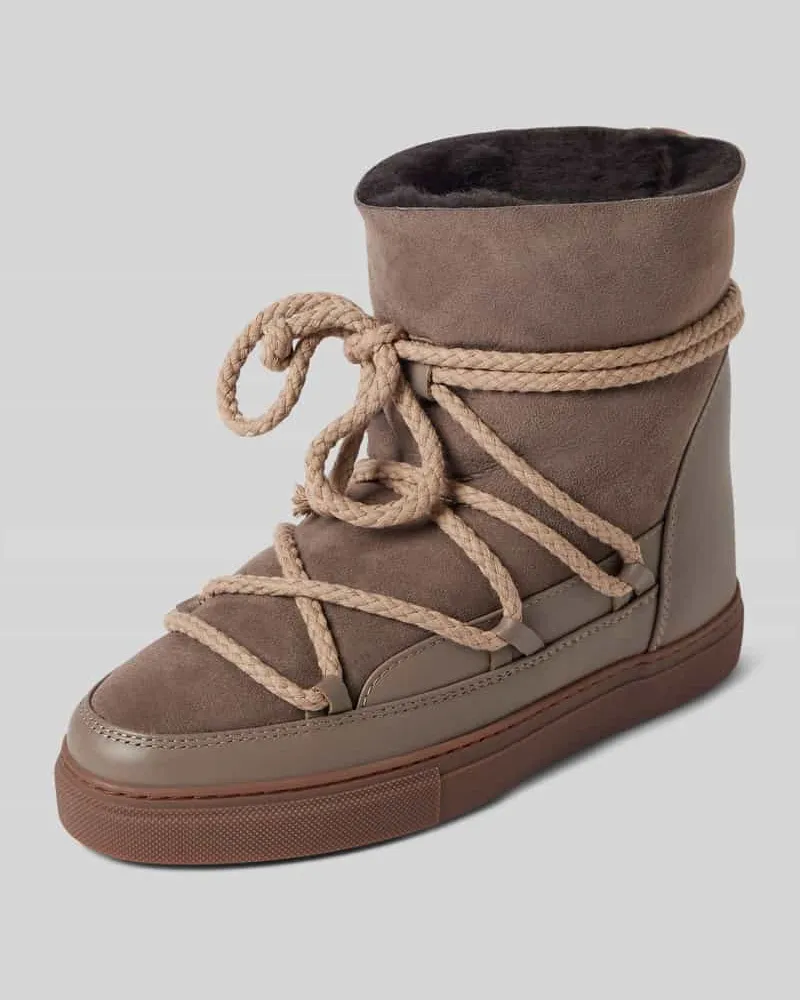 INUIKII Lederstiefel mit Label-Schriftzug Taupe