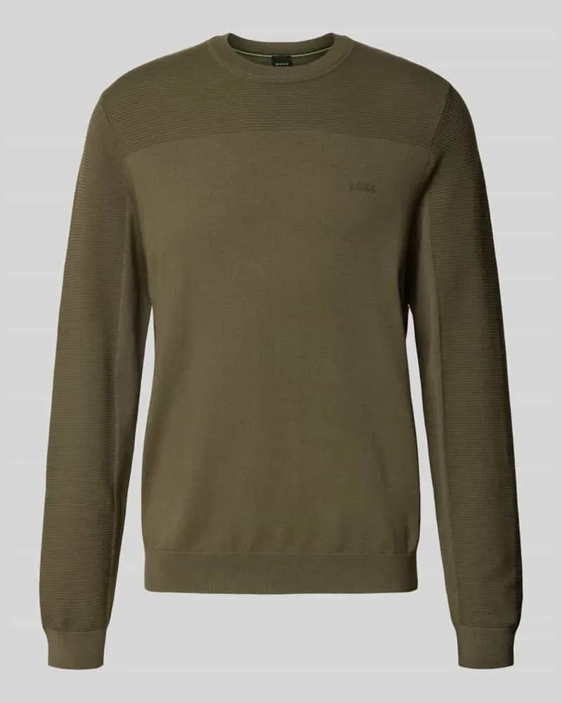 HUGO BOSS Pullover mit Logo-Schriftzug KN_Momentum-X CN Oliv