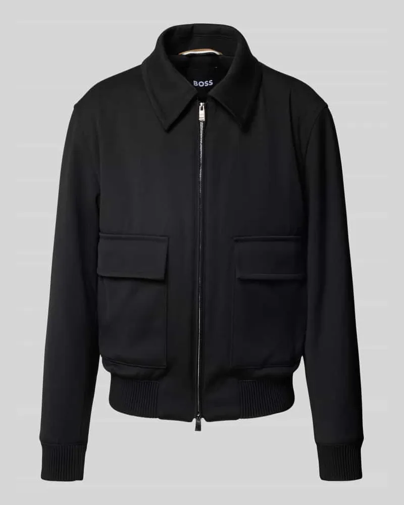 HUGO BOSS Regular Fit Bomberjacke mit Wolle Modell 'CHARLY Black