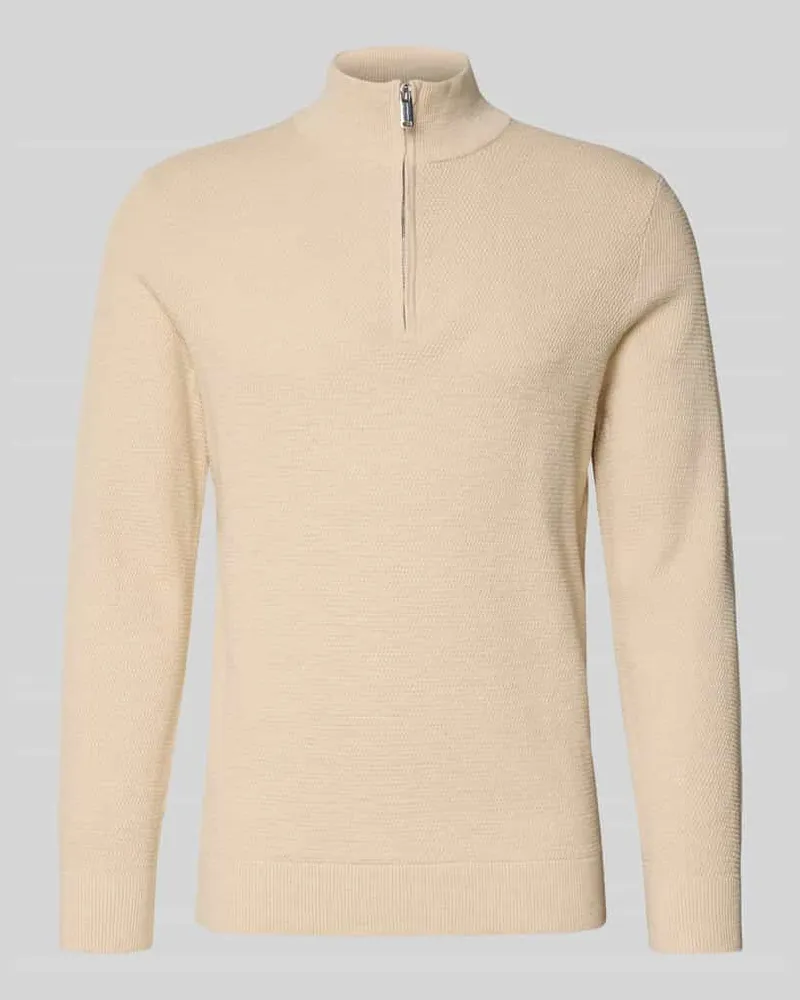 Profuomo Strickpullover mit Troyer-Kragen Offwhite