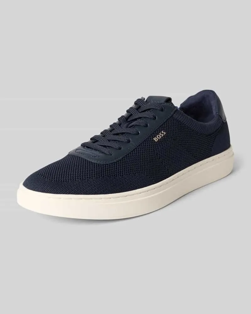 HUGO BOSS Low Top Sneaker mit Echtleder-Besatz Modell 'KIERAN Marine
