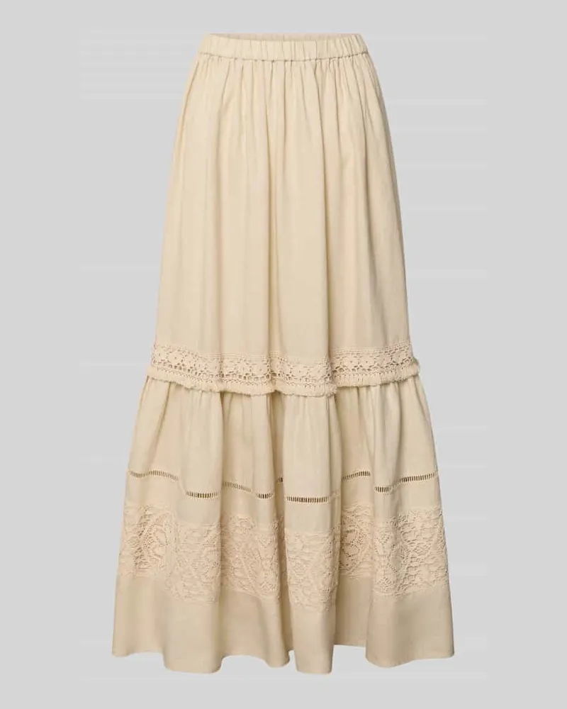Max Mara Ausgestellter Maxi-Rock aus reinem Leinen Modell 'PALLORE Sand