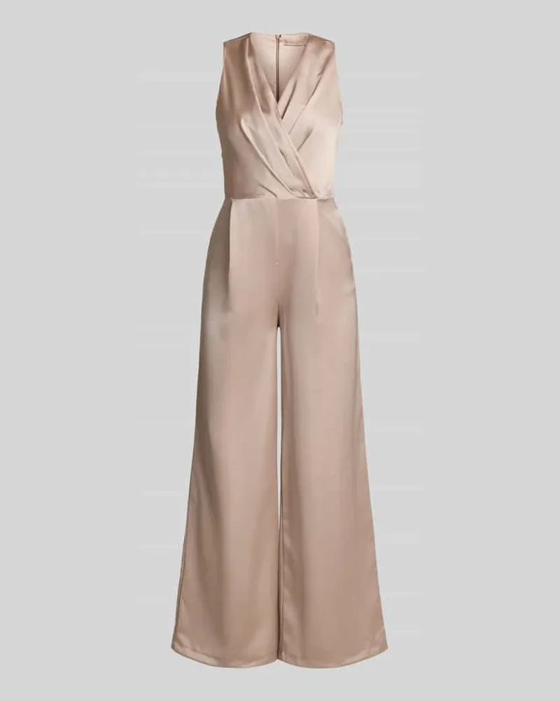 Rinascimento Jumpsuit aus Satin mit V-Ausschnitt Beige