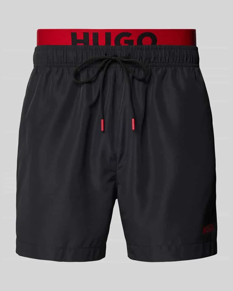 HUGO BOSS Badehose mit elastischem Bund und Tunnelzug Black