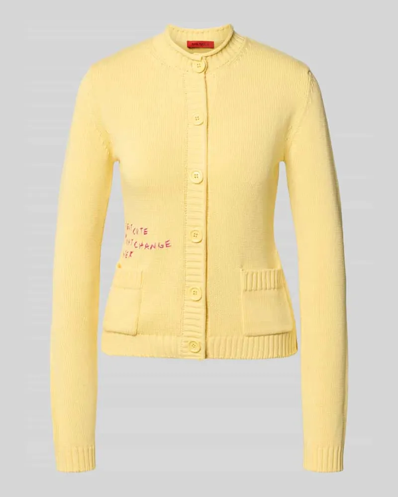 MAX&Co. Regular Fit Strickjacke aus reiner Baumwolle Gelb