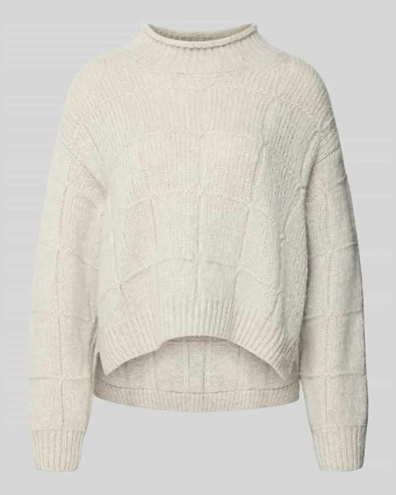Marc Cain Pullover aus Wolle mit Strukturstrick Mittelgrau