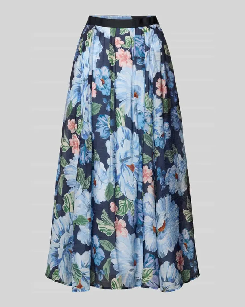 Oui  Glockenrock mit seitlichem Reißverschluss Dunkelblau