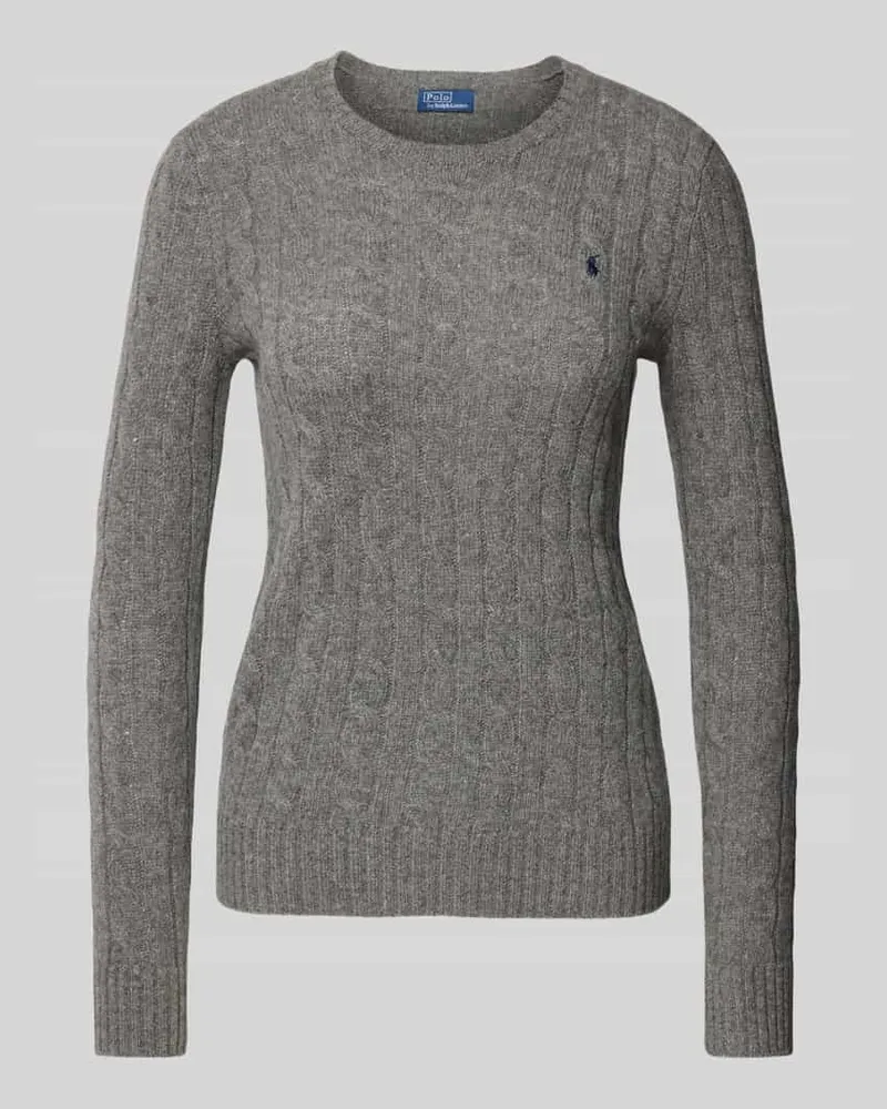 Ralph Lauren Wollpullover mit Zopfmuster Modell 'JULIANNA Mittelgrau