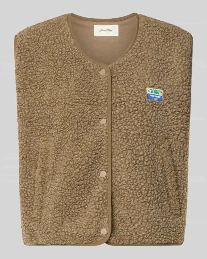 American Vintage Regular Fit Weste aus Teddyfell Modell 'Hoktown Mittelbraun