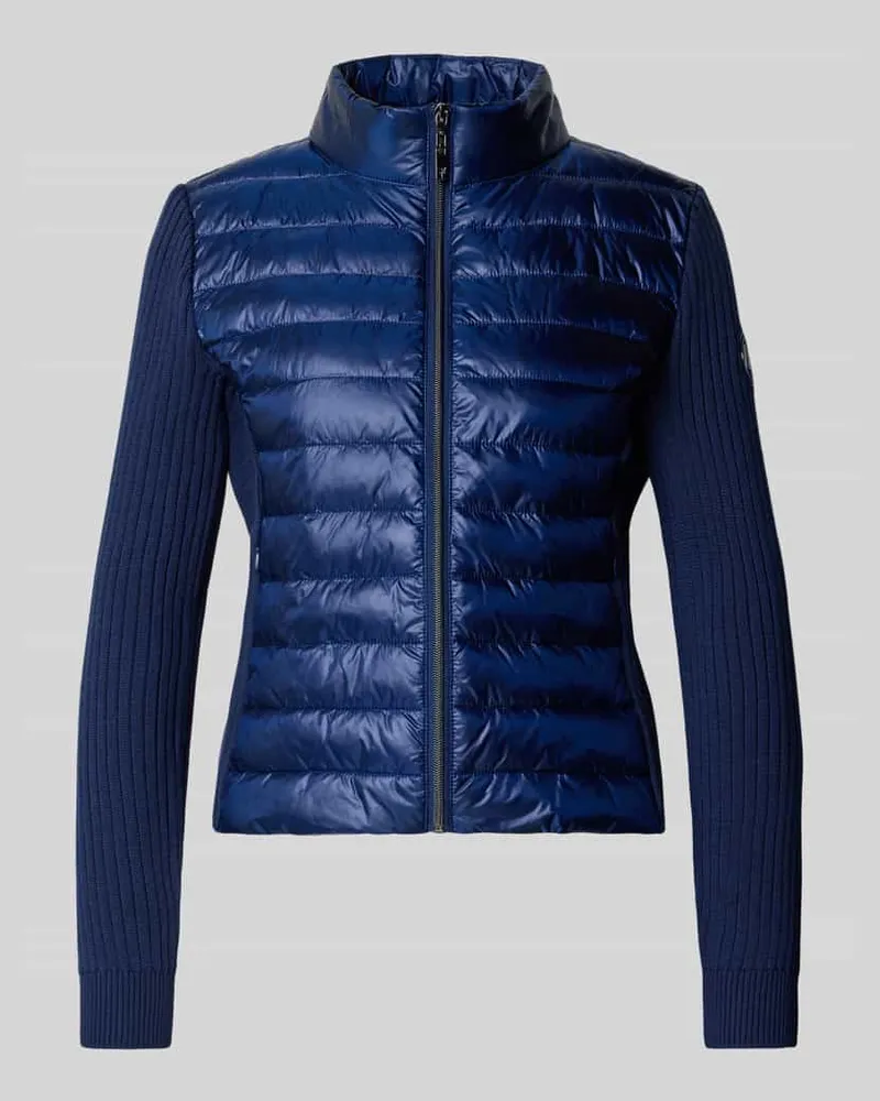 monari Steppjacke mit Label-Patch und Ärmeln im Strick-Design Dunkelblau