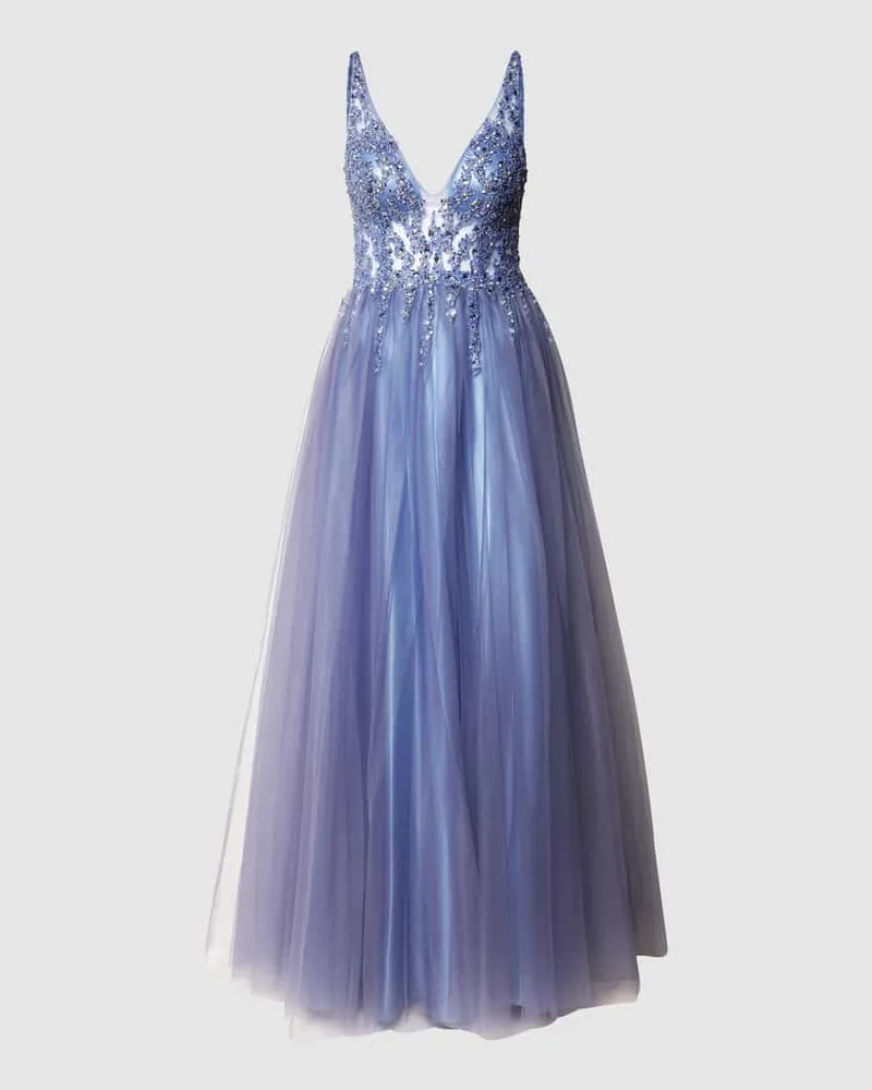 Mascara Abendkleid in Maxilänge aus Tüll Bleu