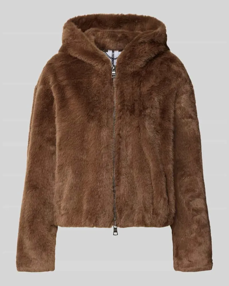 Blonde No. 8 Jacke aus Kunstfell mit Zweiwege-Reißverschluss Dunkelbraun